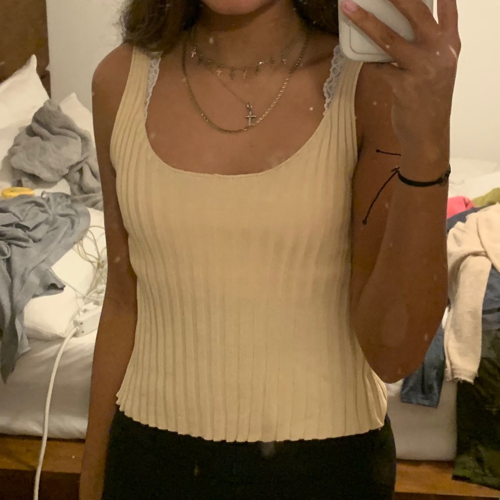 creme vintage tank top